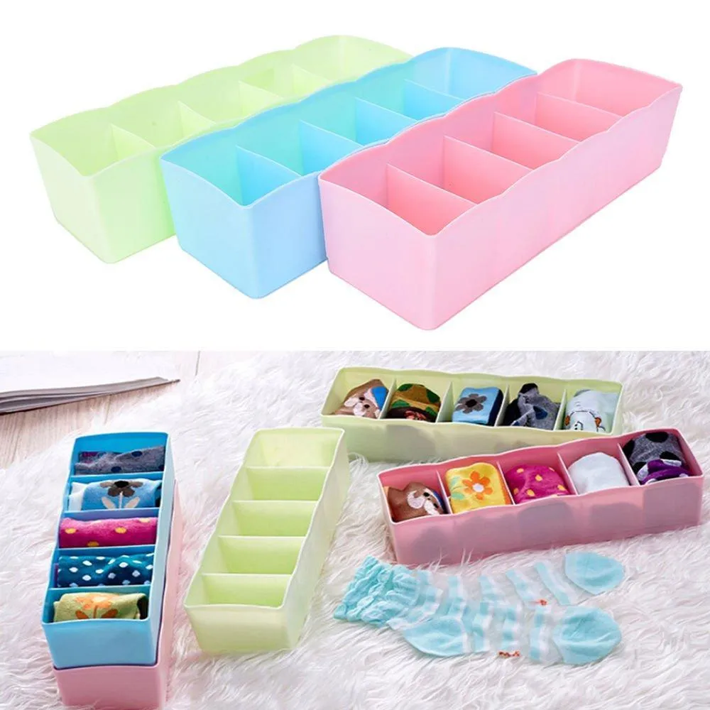 235 5-Compartments Socks / Handkerchief / Underwear Storage Box Socks Drawer Closet Organizer Storage Boxes (pack of 2)