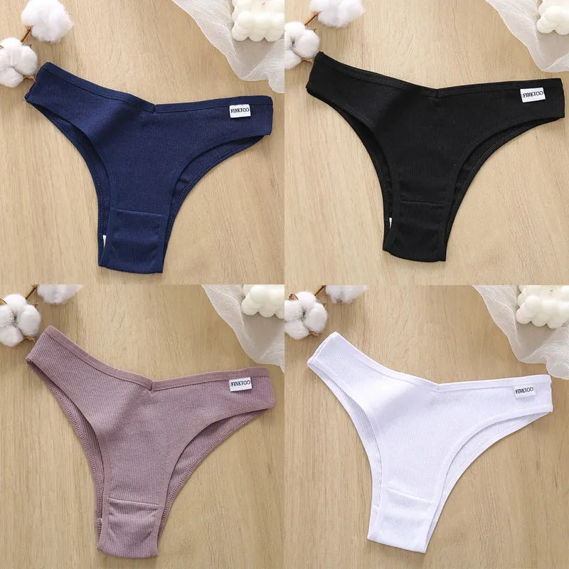 4PCS M-XL Women's Panties FINETOO Cotton Panties Sexy Female Underpants Low Waist Underwear Women Pantys Lingerie