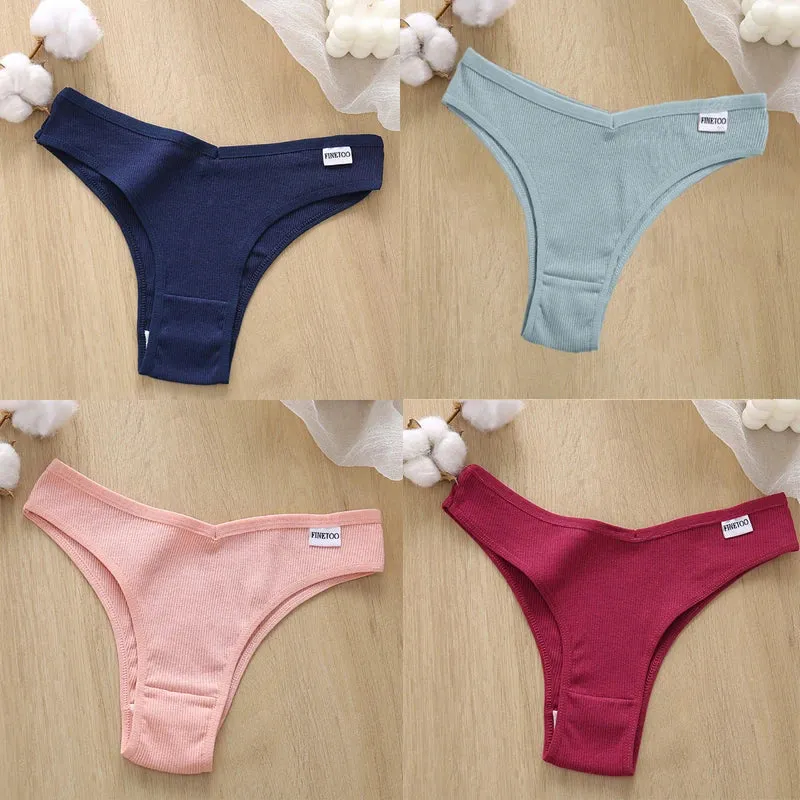 4PCS M-XL Women's Panties FINETOO Cotton Panties Sexy Female Underpants Low Waist Underwear Women Pantys Lingerie