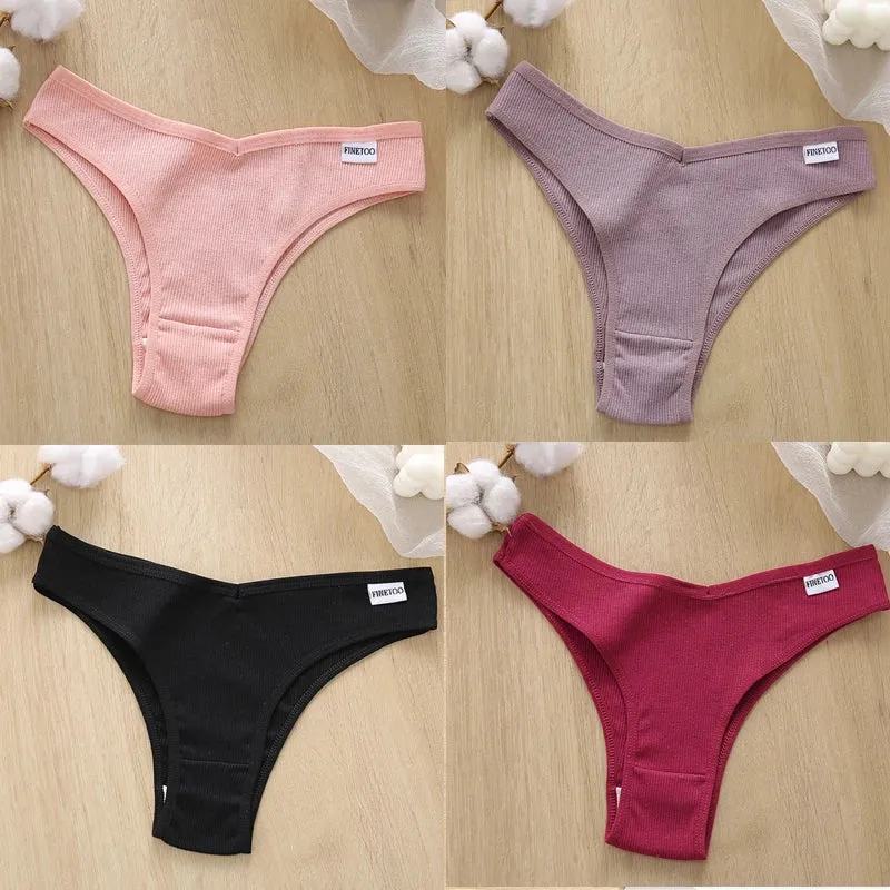 4PCS M-XL Women's Panties FINETOO Cotton Panties Sexy Female Underpants Low Waist Underwear Women Pantys Lingerie