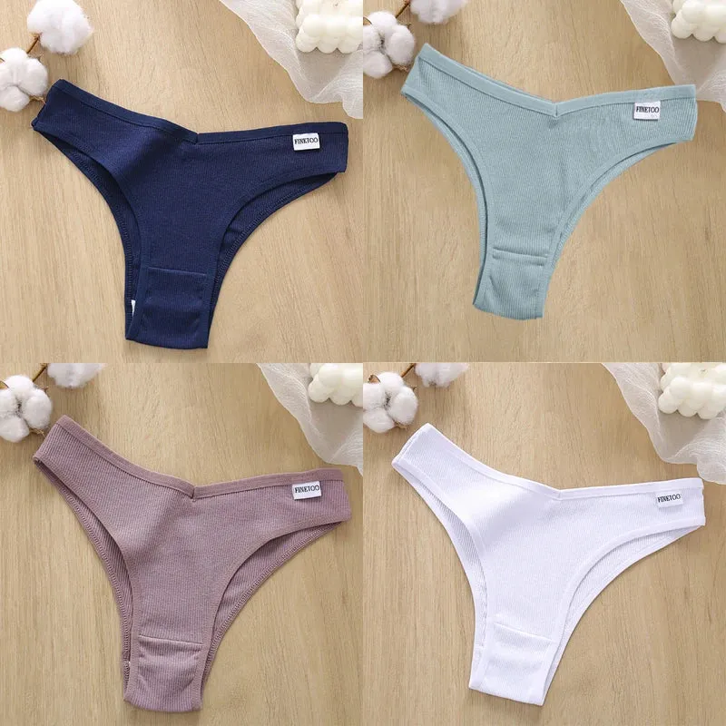 4PCS M-XL Women's Panties FINETOO Cotton Panties Sexy Female Underpants Low Waist Underwear Women Pantys Lingerie