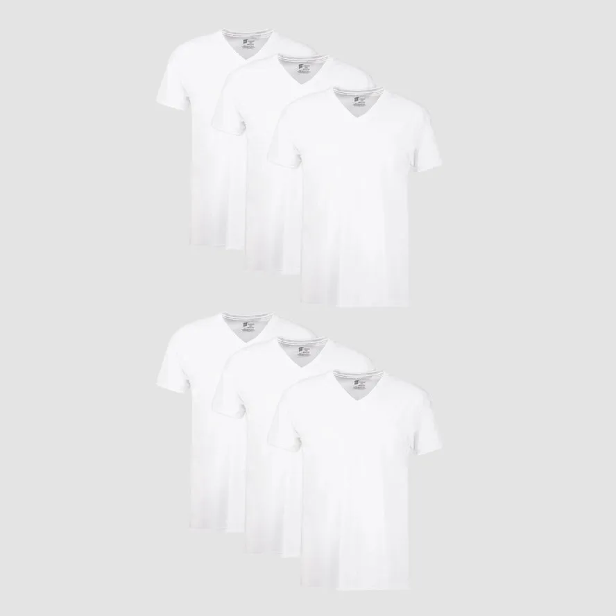 6-Pack Men's White V-Neck Undershirts 777VP6