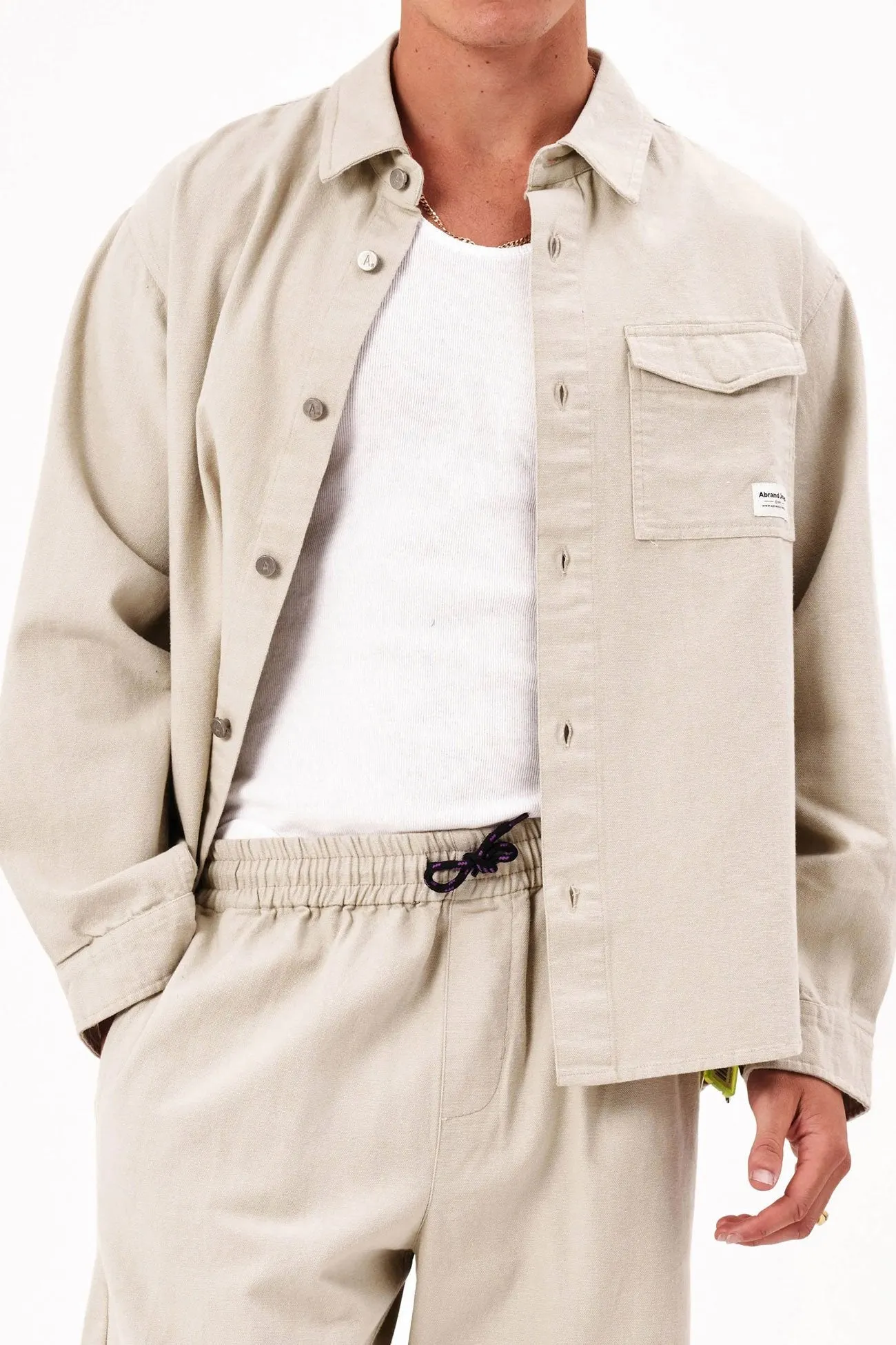 A5 Toretto Canvas Shacket Flat White