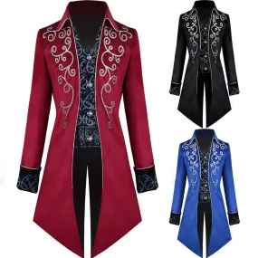 Aidase Adult Men Victorian Medieval Coat Punk Tuxedo Halloween Cosplay Costume Tailcoat Gothic Steampunk Trench Frock Outfit Overcoat