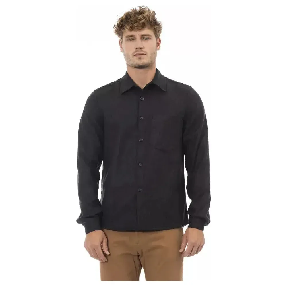 Alpha Studio Gray Wool Men Shirt