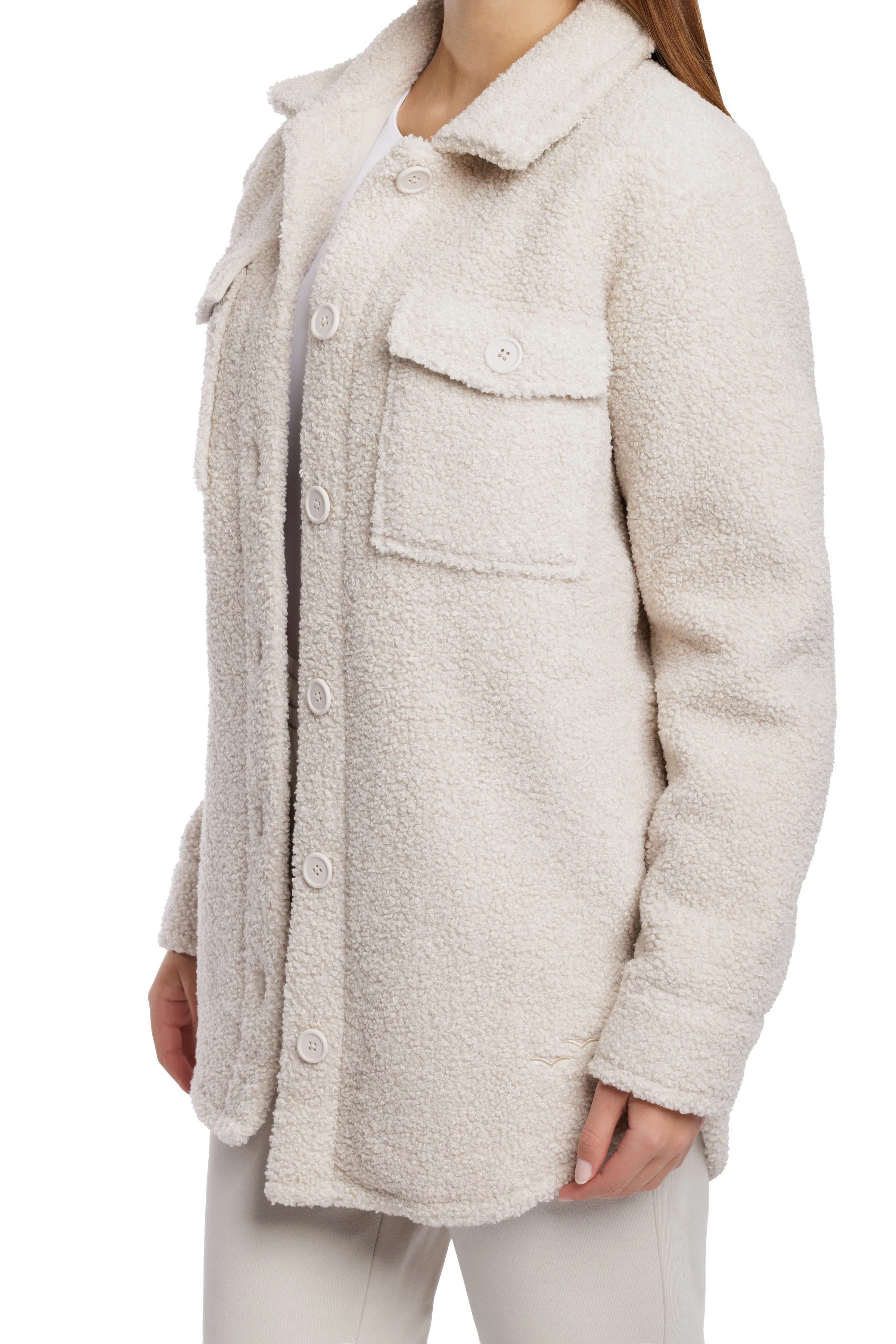 Amber Teddy sherpa shacket in bone