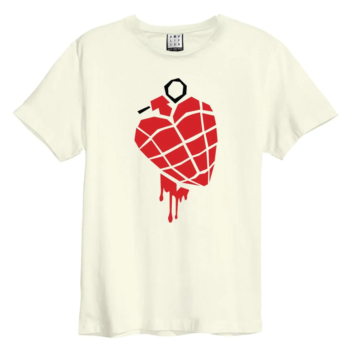 Amplified Unisex Adult American Idiot Heart Grenade Green Day T-Shirt