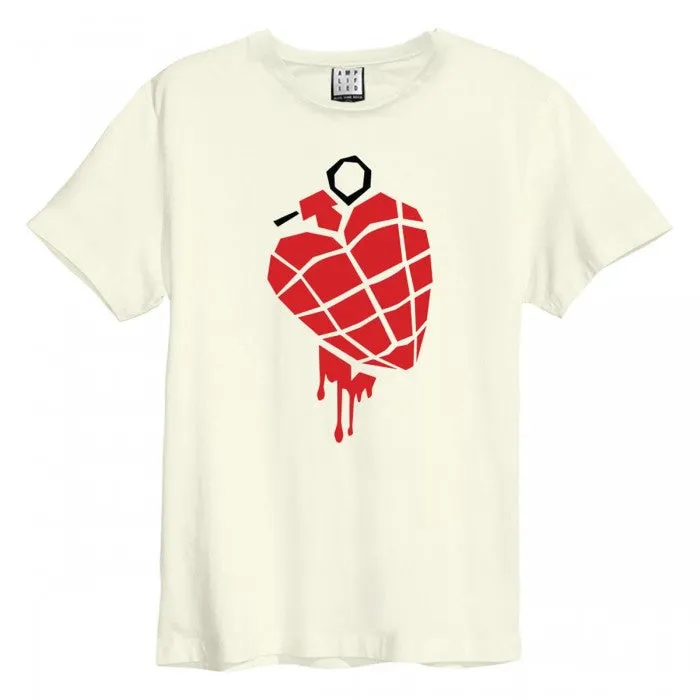 Amplified Unisex Adult American Idiot Heart Grenade Green Day T-Shirt