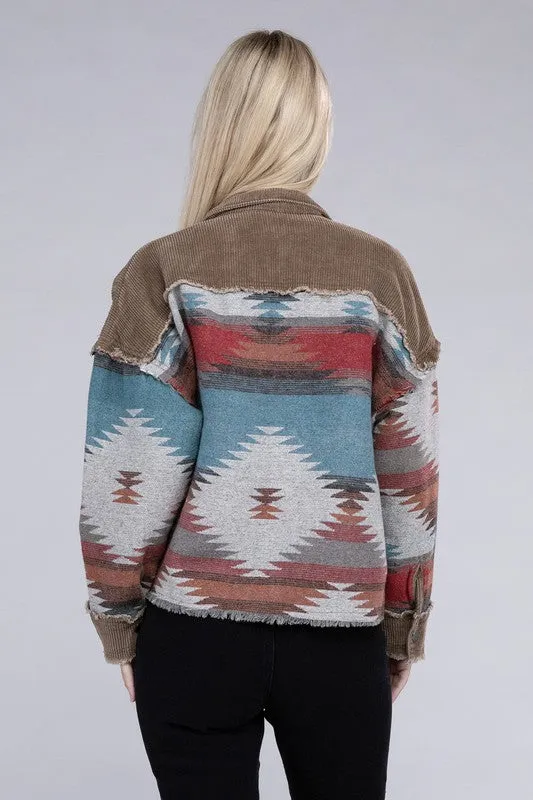 Aztec Print Corduroy Jacket