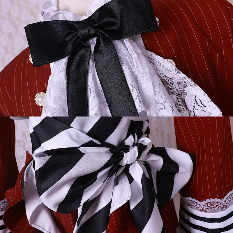 Black Butler Ciel Phantomhive Red Dress Tea Cup Illustration Cosplay Costume