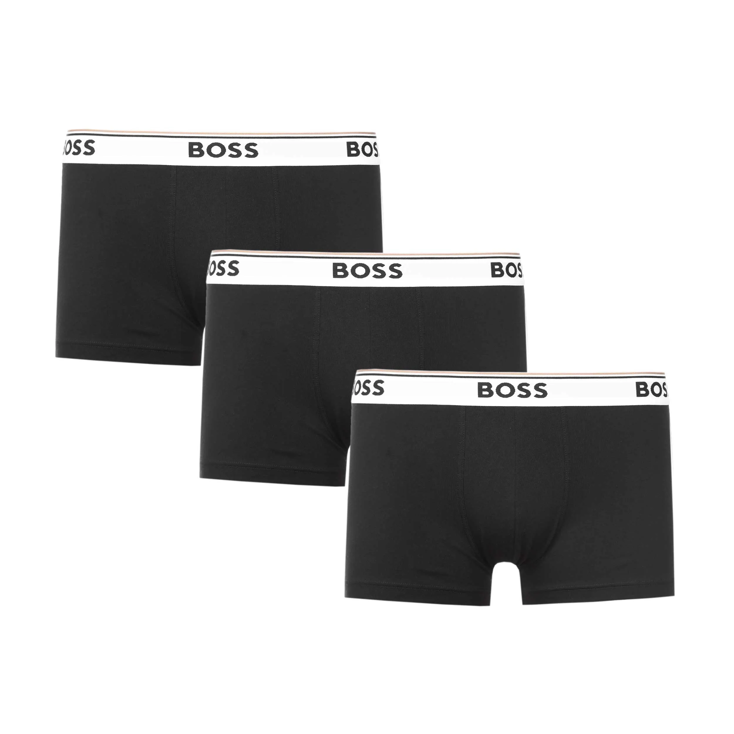 BOSS Trunk 3P Power Underwear in Black with White Band