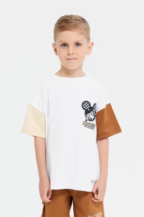 Boys White Oversized Mickey Mouse T-Shirt