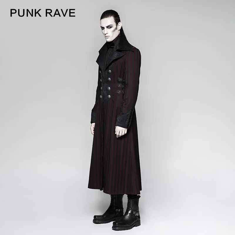 Branded Classical Extra Long Men Striped Punk Coat