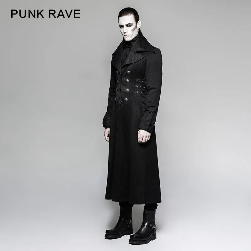 Branded Classical Extra Long Men Striped Punk Coat