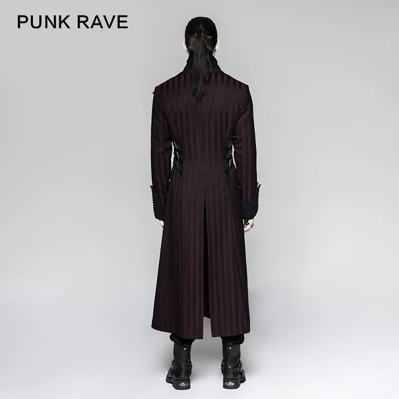 Branded Classical Extra Long Men Striped Punk Coat