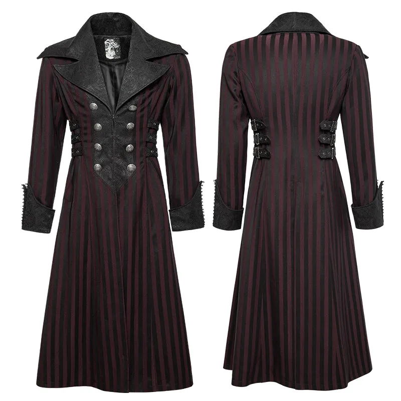 Branded Classical Extra Long Men Striped Punk Coat