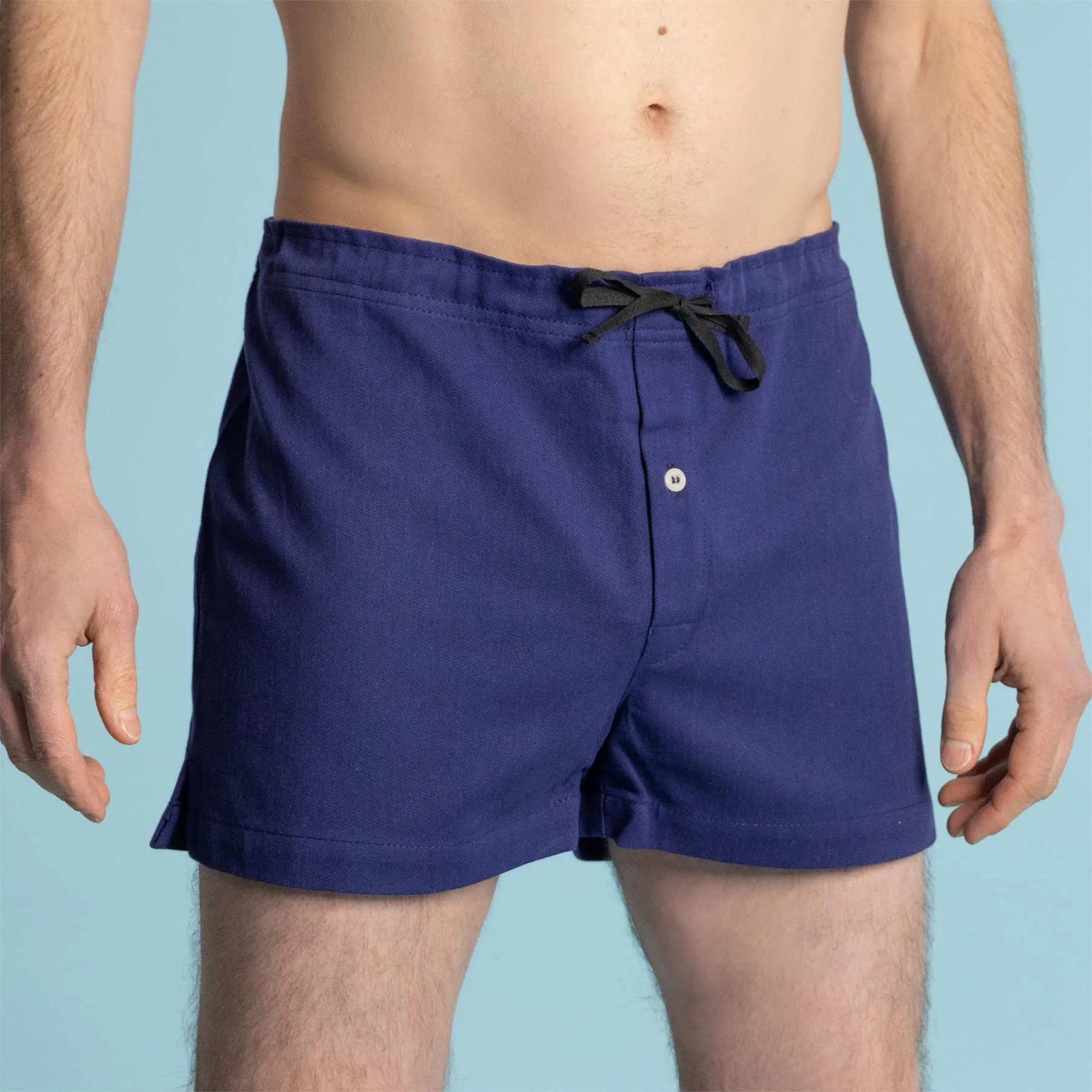 BUXTON Elastic-free 100% Organic Cotton Twill Drawstring Boxers (Plastic-Free Nut Button, OC Thread, Latex-free, Plastic-free, Polyester-free, Nylon-free, Synthetics-free, 100% Biodegradable)