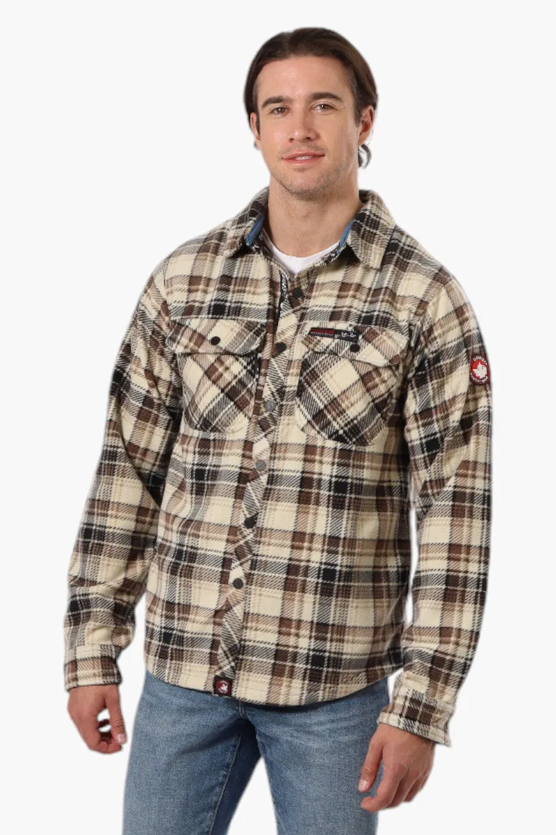 Canada Weather Gear Plaid Fleece Button Up Shacket - Beige