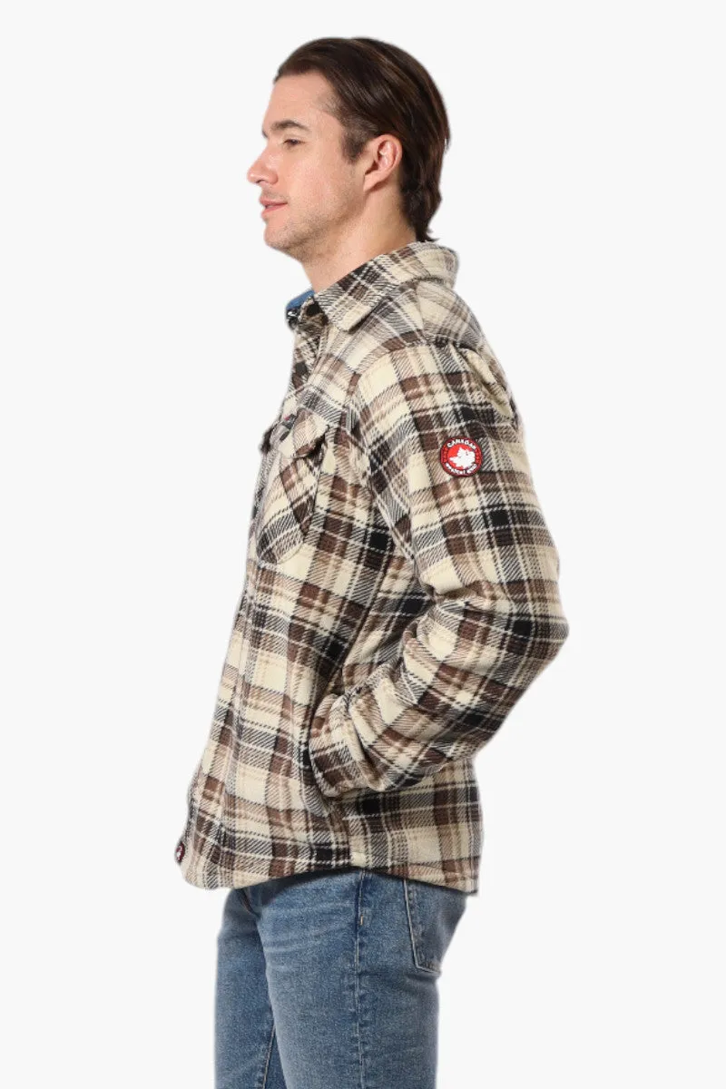 Canada Weather Gear Plaid Fleece Button Up Shacket - Beige