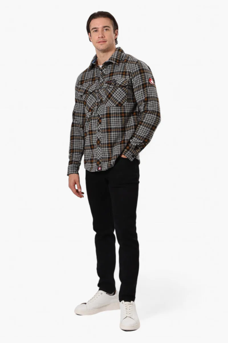 Canada Weather Gear Plaid Fleece Button Up Shacket - Grey