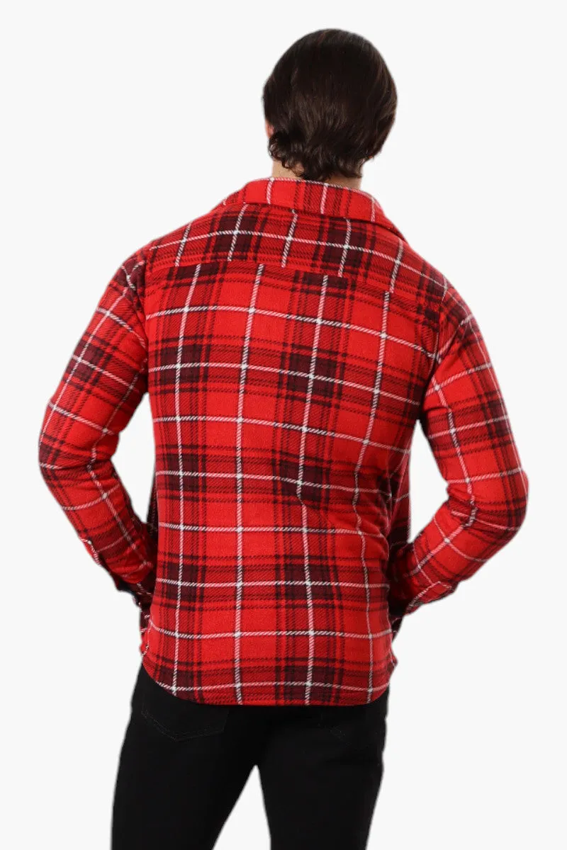 Canada Weather Gear Plaid Fleece Button Up Shacket - Red