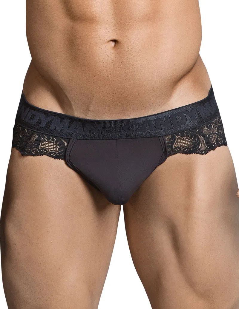 Candyman Lace Thong Underwear Black 99304 Size S