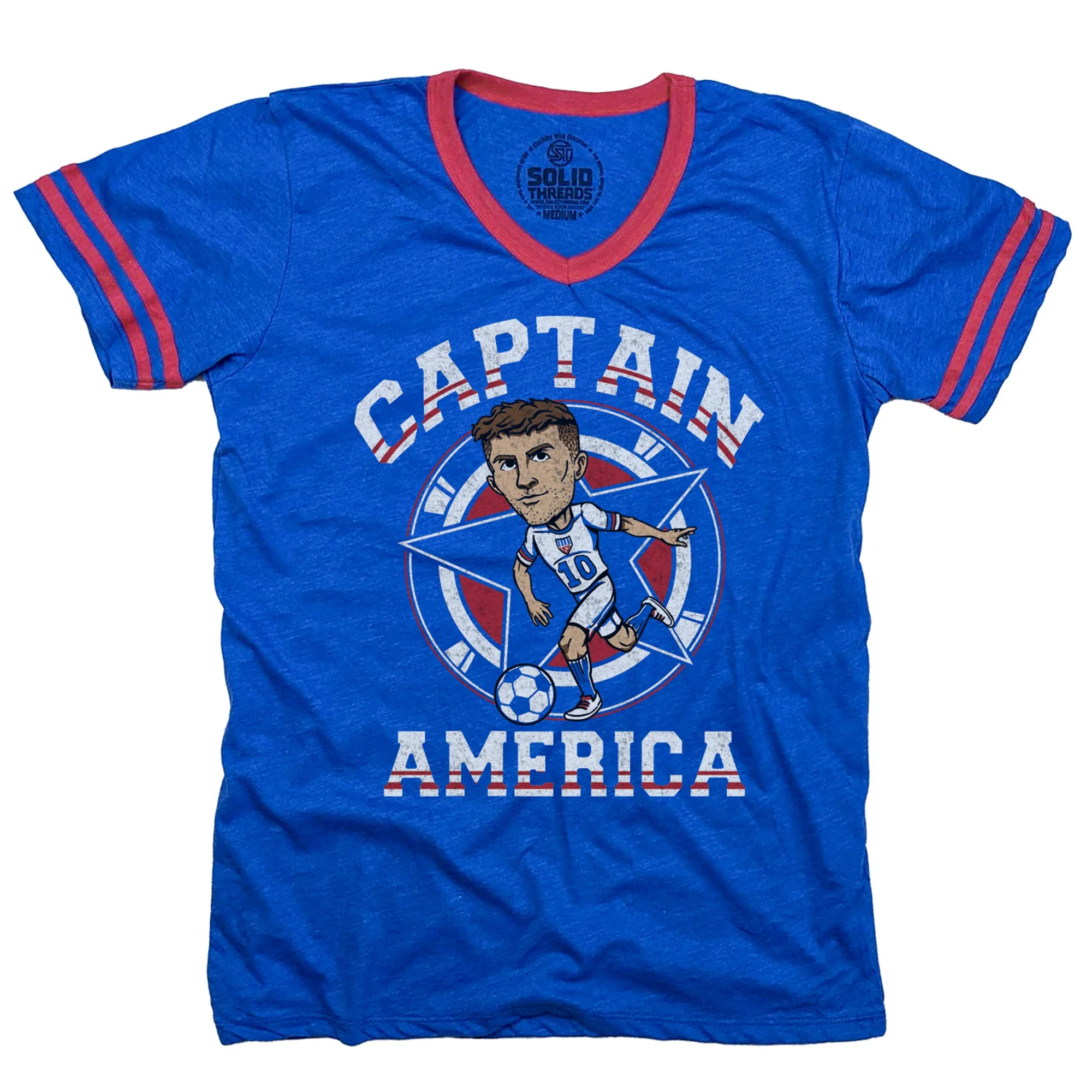 Captain America Soccer Ringer V-Neck Tee