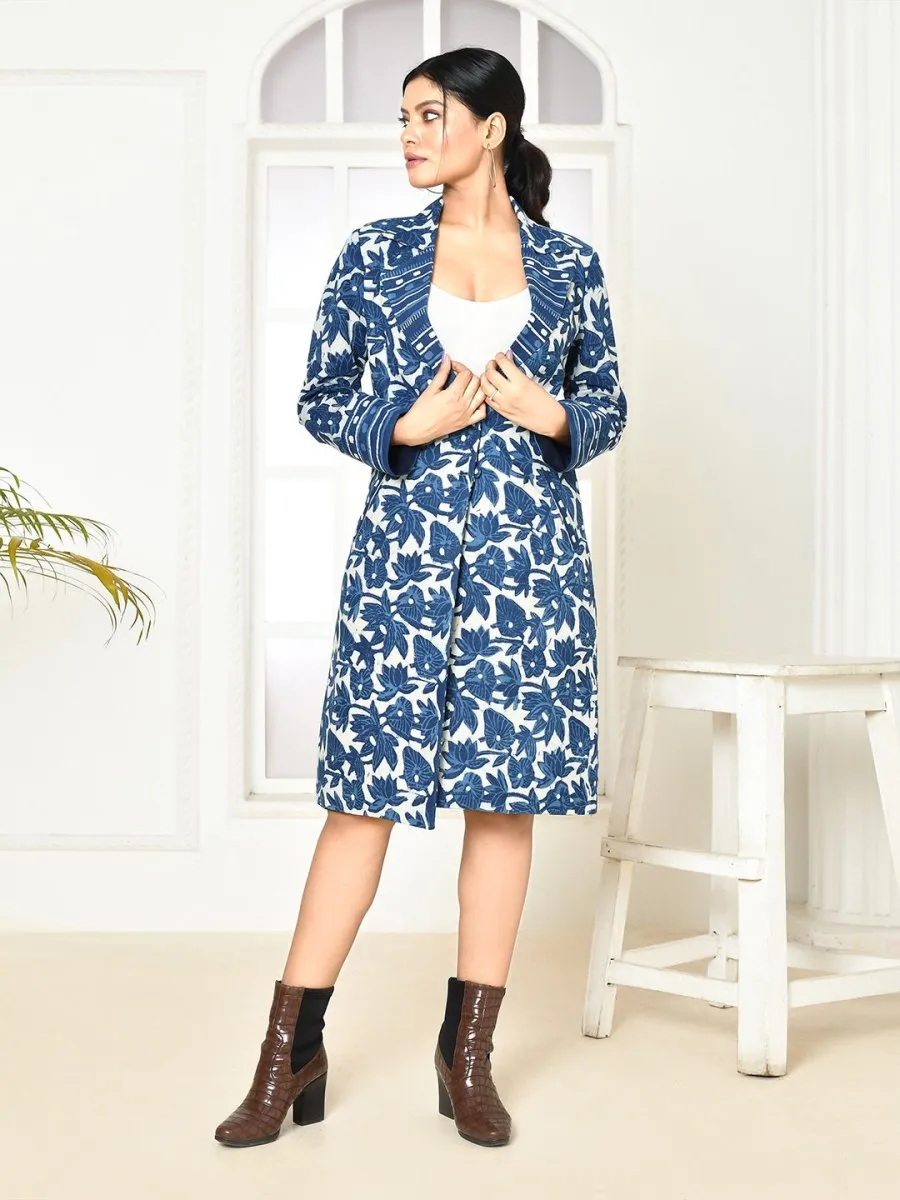 Chole Indigo Pure Cotton Trench Coat for Women