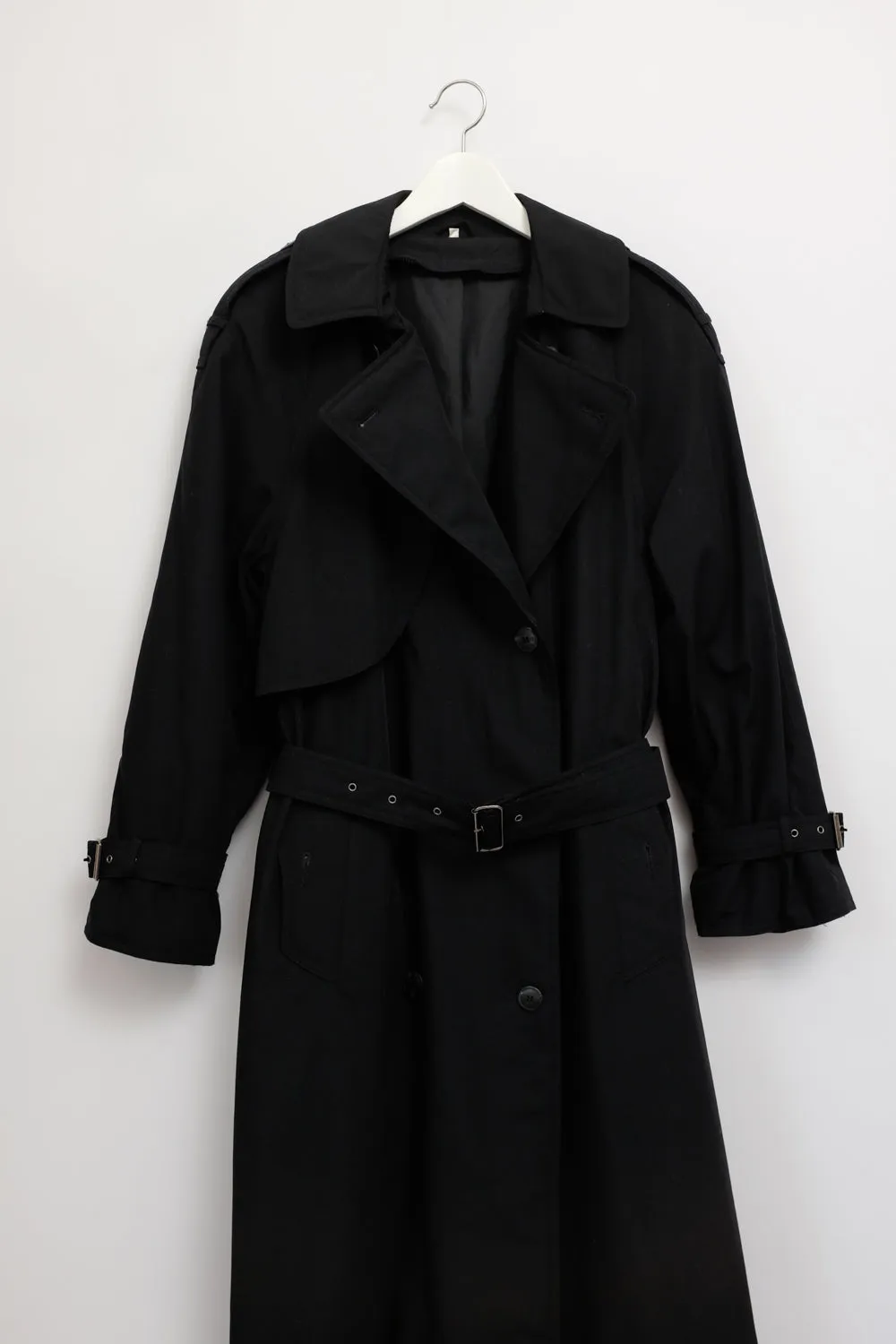 CLASSY BLACK OVERSIZE VINTAGE TRENCH COAT