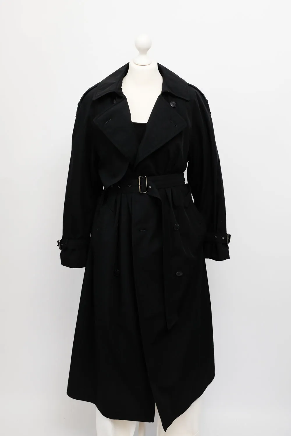 CLASSY BLACK OVERSIZE VINTAGE TRENCH COAT