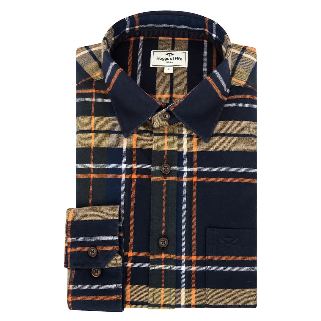 Coll Cotton Twill Check Shirt - Navy by Hoggs of Fife