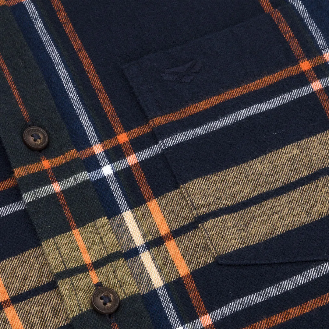 Coll Cotton Twill Check Shirt - Navy by Hoggs of Fife