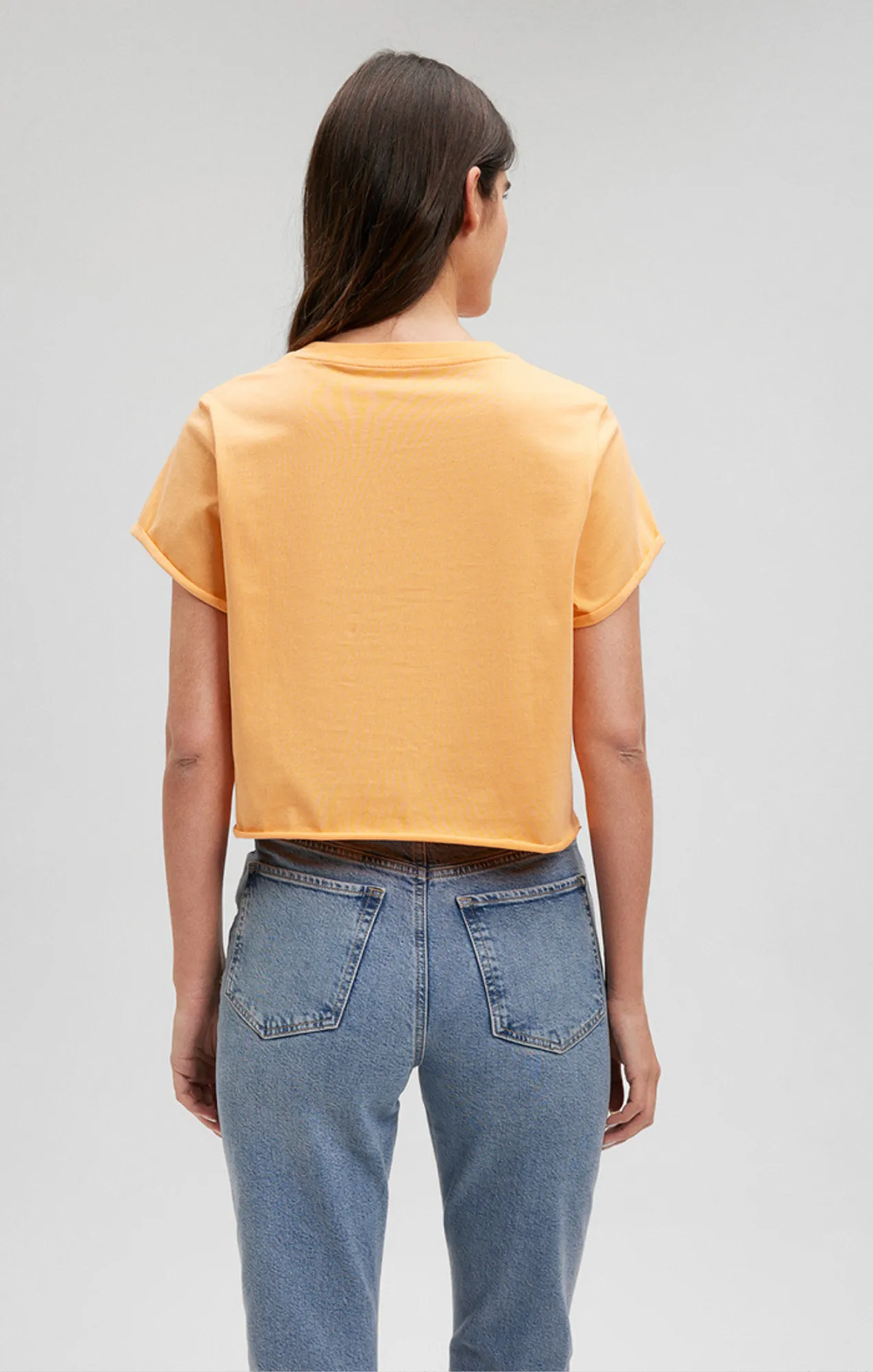 CROPPED CUT OFF T-SHIRT IN PAPAYA