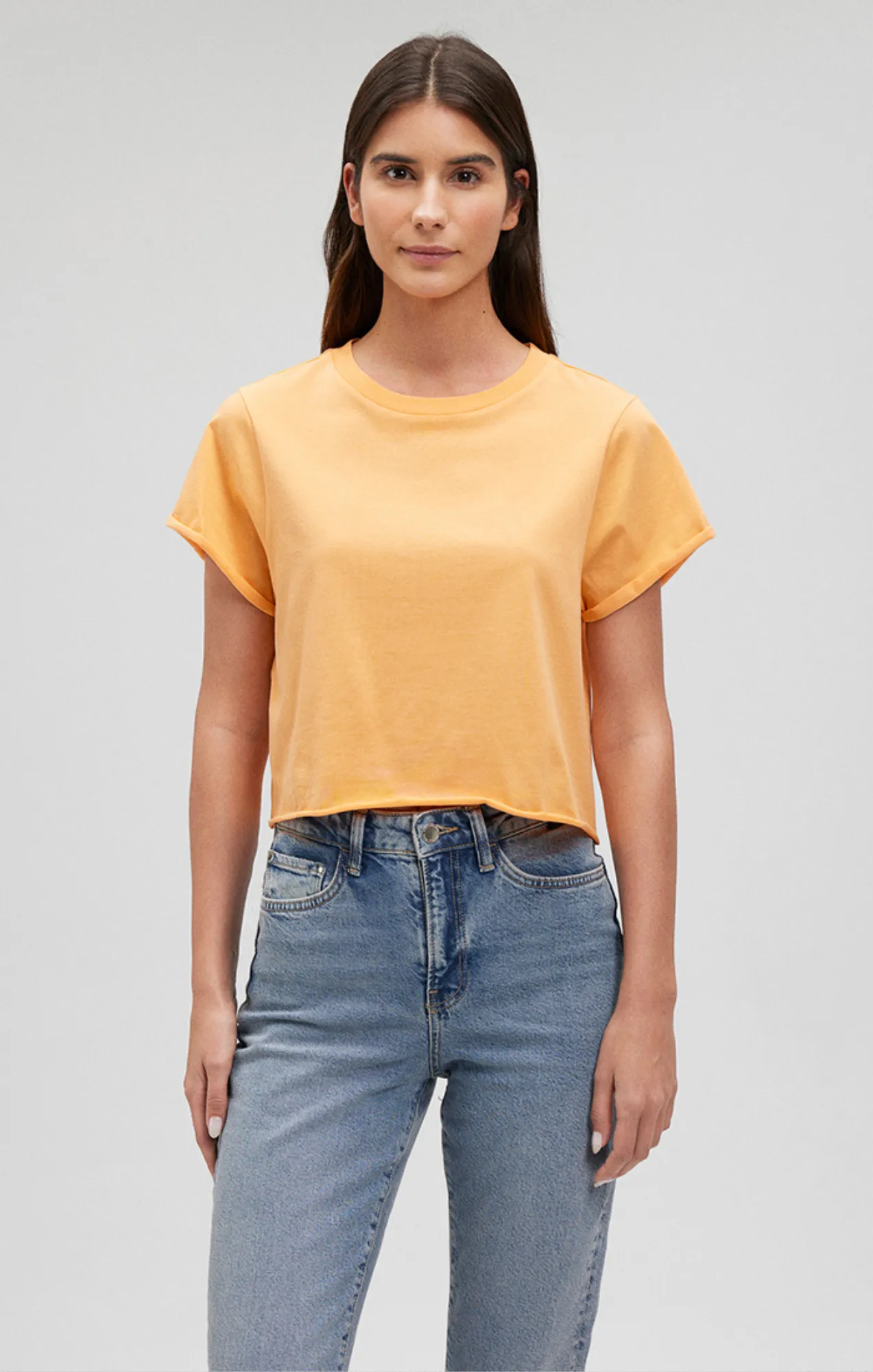 CROPPED CUT OFF T-SHIRT IN PAPAYA