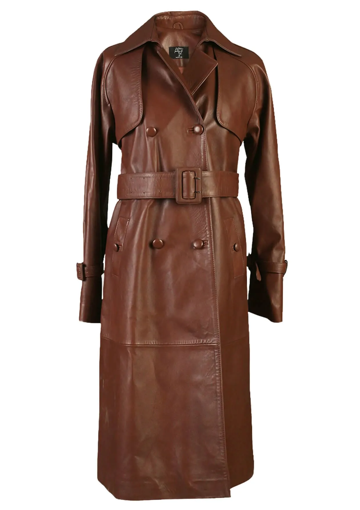 Dahlia Collared Leather Trench Coat