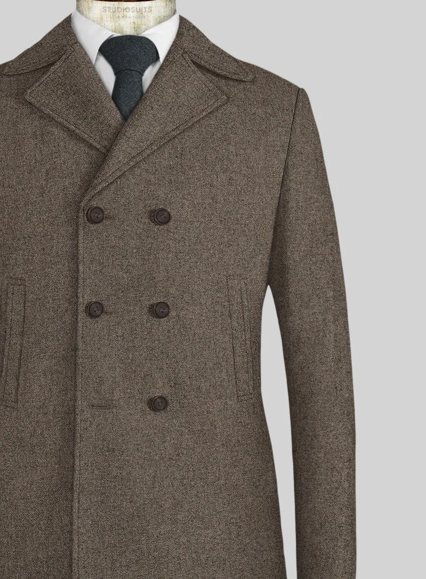 Dapper Brown Tweed Pea Coat