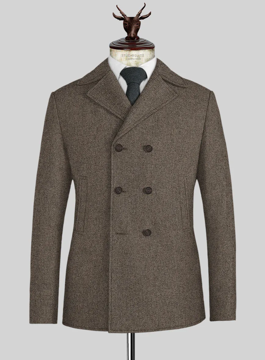 Dapper Brown Tweed Pea Coat