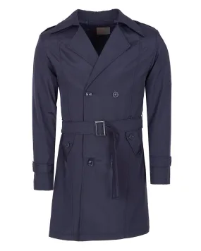 Dark Blue Double Breasted Men`s Trench Coat