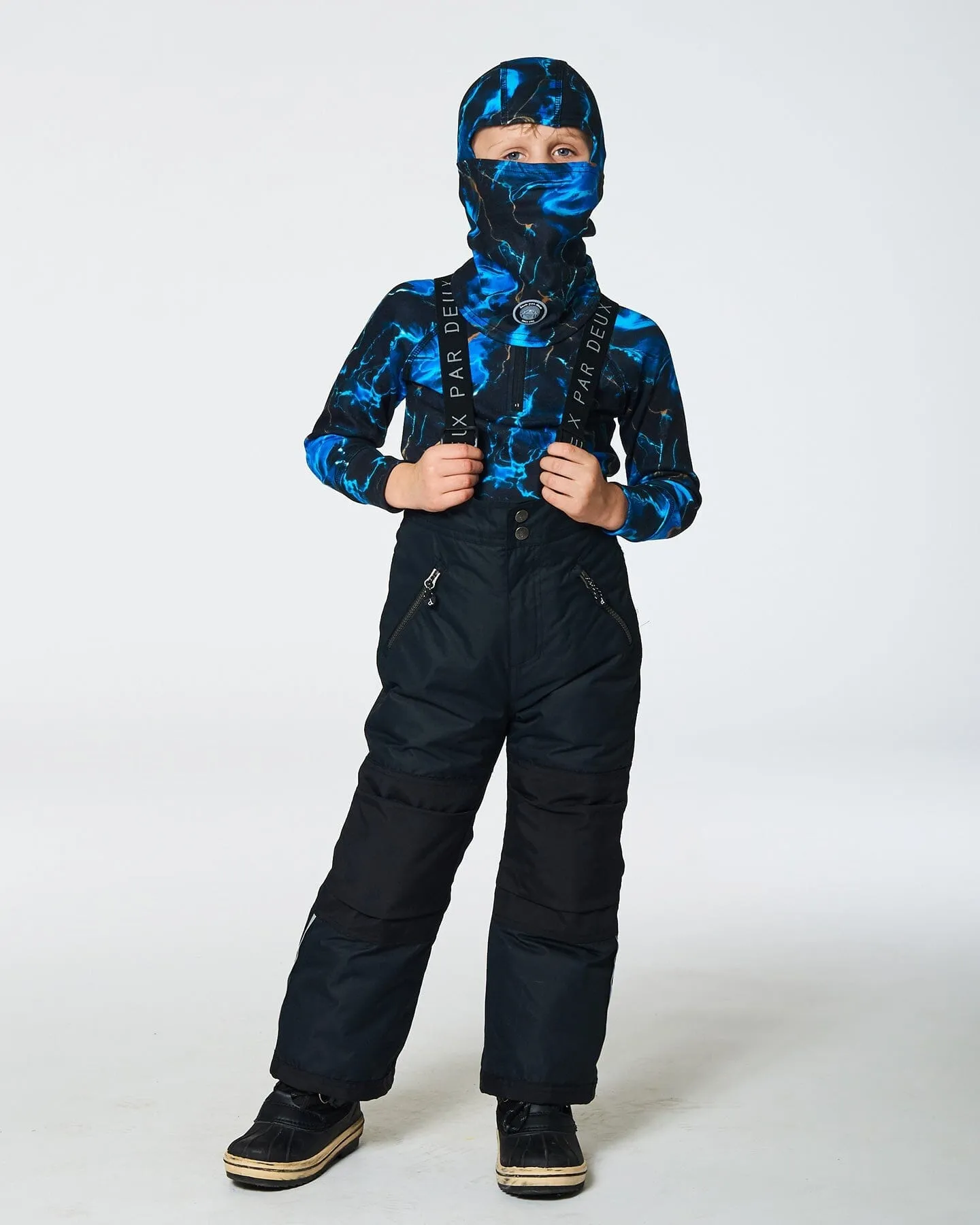 Deux par Deux Boy's Jersey Balaclava Black Printed Storm