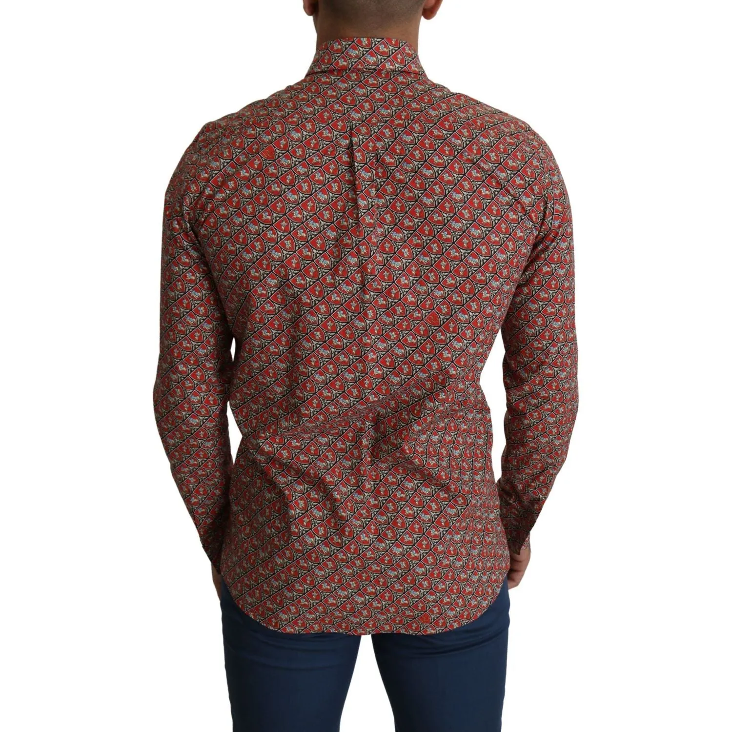 Dolce & Gabbana Elegant Red Martini Fit Cotton Shirt