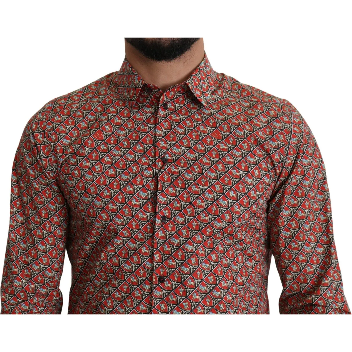 Dolce & Gabbana Elegant Red Martini Fit Cotton Shirt