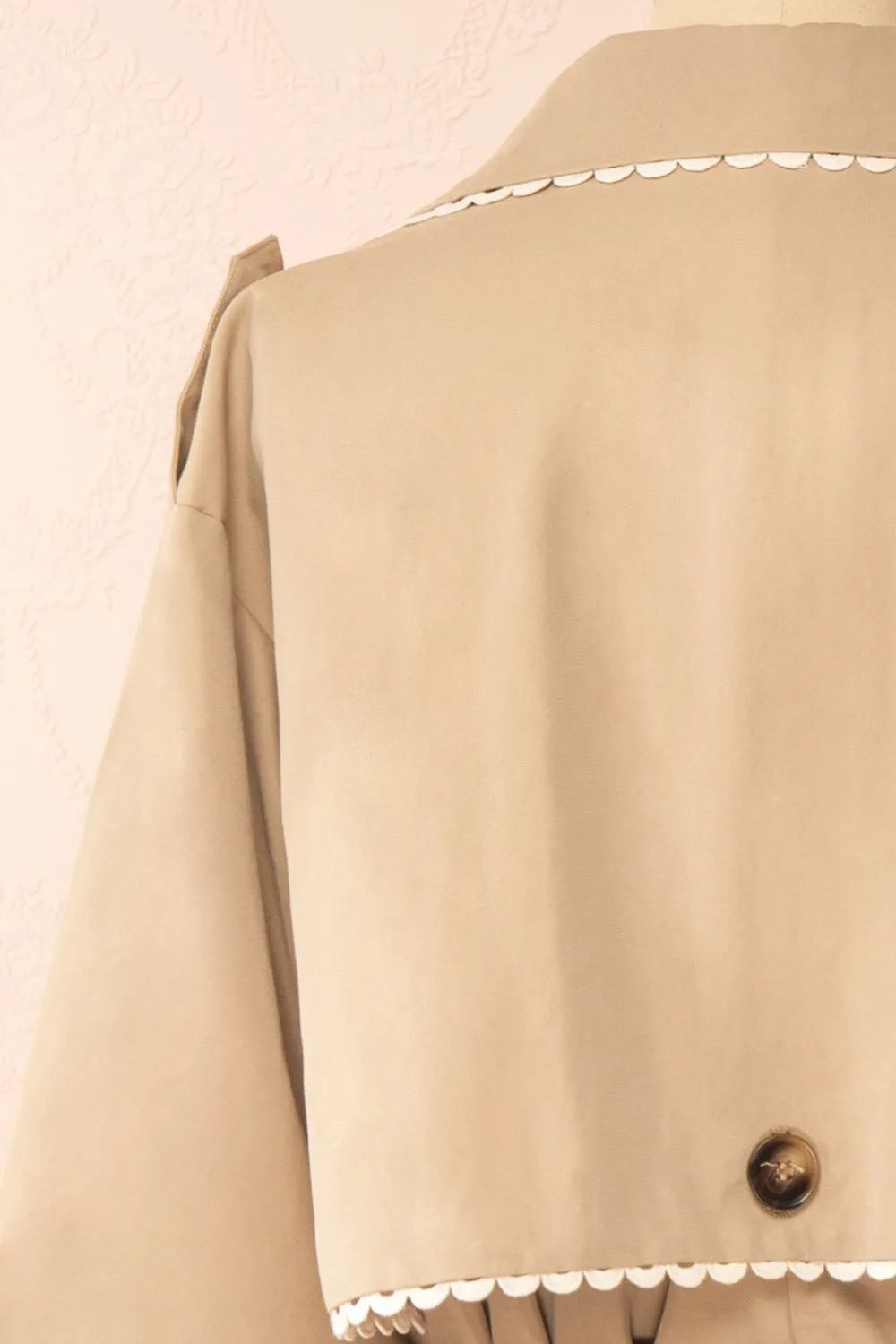 Edgware | Lace Trim Beige Trench Coat