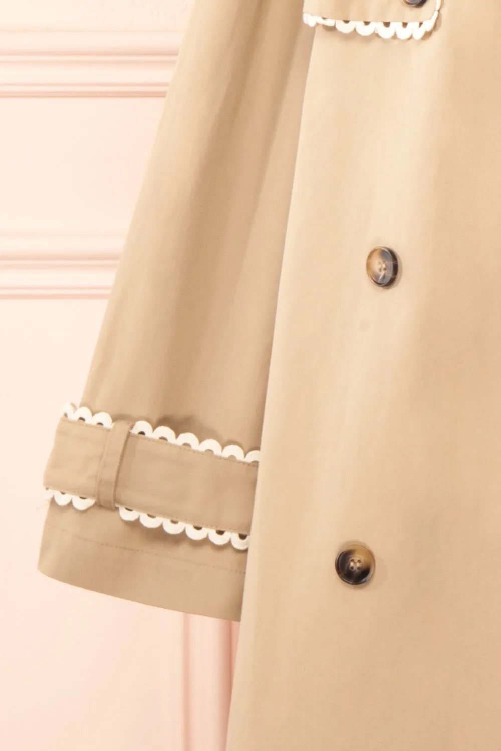 Edgware | Lace Trim Beige Trench Coat