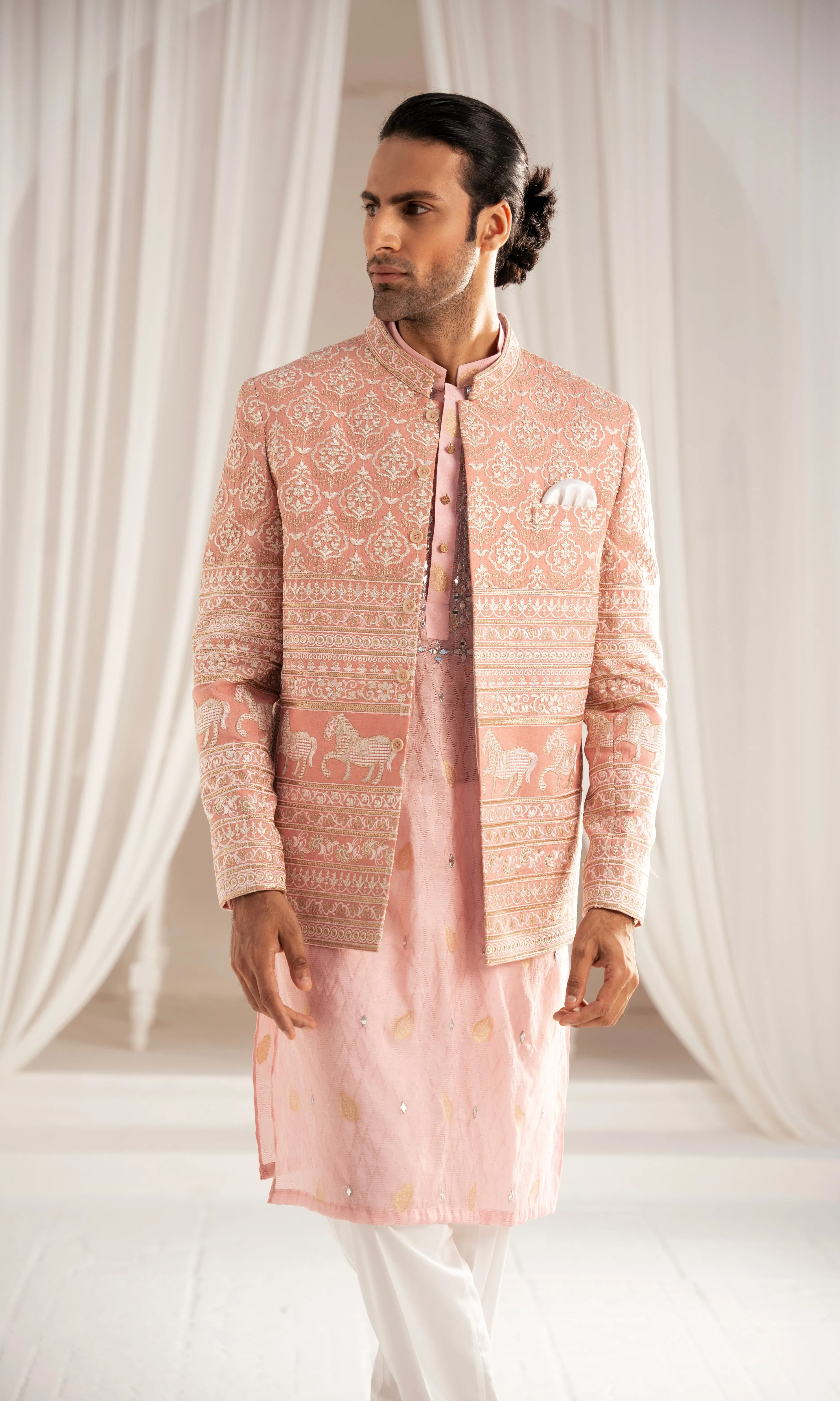 ER PC 3005 Mughal Elegance Pink Prince Coat