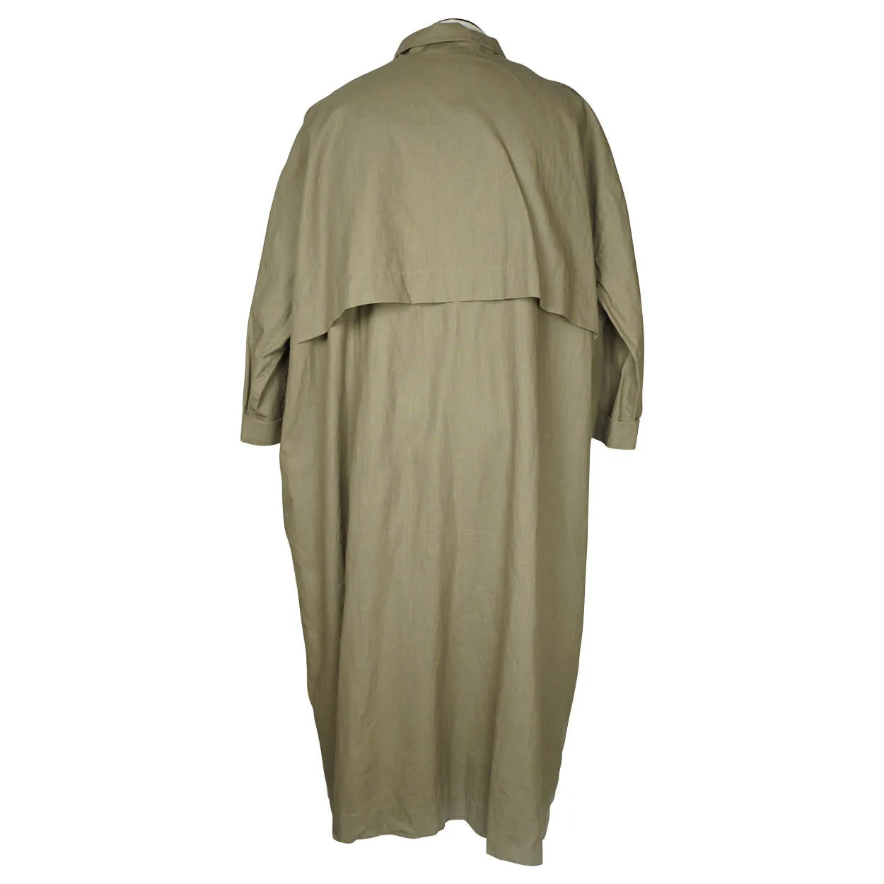 Eskandar Mens Rain Coat Oversized Linen Trench Made in England Sage Green Size 1