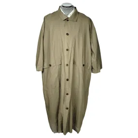 Eskandar Mens Rain Coat Oversized Linen Trench Made in England Sage Green Size 1