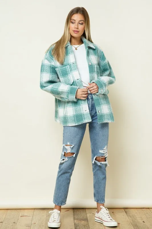 Eva Button Down Plaid Shacket