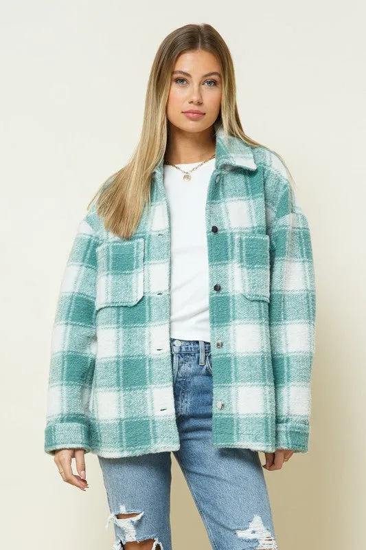 Eva Button Down Plaid Shacket