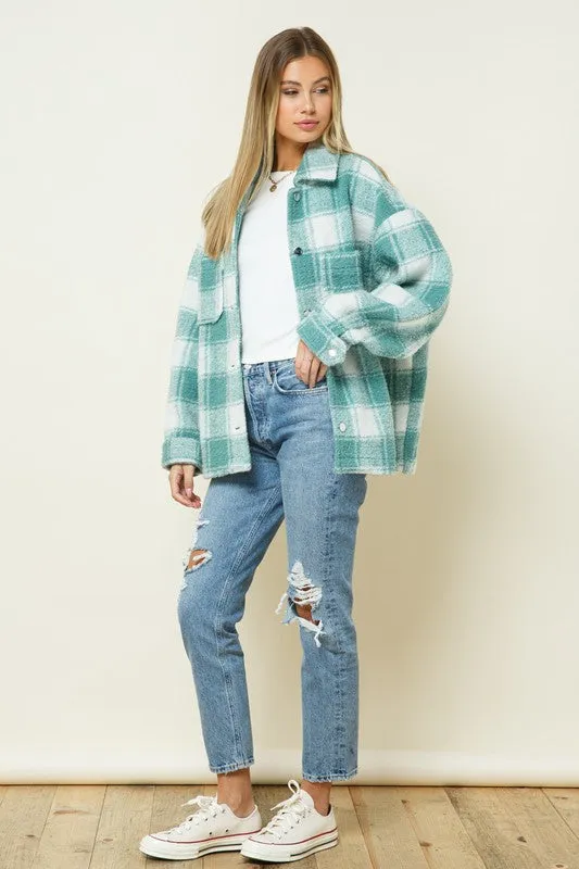 Eva Button Down Plaid Shacket