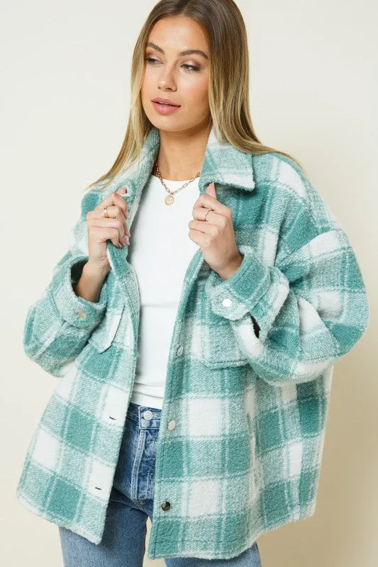 Eva Button Down Plaid Shacket